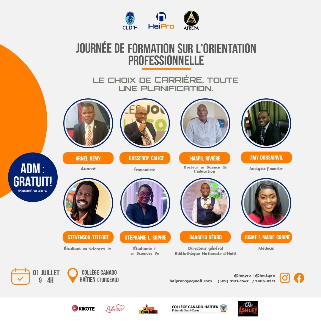 Découvrez votre voie professionnelle avec Haipro : Une formation pour des choix de carrière éclairés Le 1er juillet prochain, Haipro, un groupe spécialisé dans les formations professionnelles de haute qualité, organise un événement unique en son genre à Canado Technique. Cette formation innovante vise à aider les jeunes à prendre des décisions éclairées concernant leur orientation professionnelle, en leur offrant la possibilité de découvrir leurs intérêts, d'explorer différentes carrières et de développer les compétences nécessaires pour réussir dans le monde du travail. Dans un monde en constante évolution, il est essentiel pour les jeunes d'acquérir une compréhension approfondie des opportunités qui s'offrent à eux sur le marché du travail. La formation proposée par Haipro offre un cadre propice à cette exploration. En s'appuyant sur une équipe d'experts passionnés et chevronnés dans leurs domaines respectifs, Haipro s'engage à fournir des contenus de qualité, basés sur les meilleures pratiques de l'industrie et les dernières tendances. L'approche pédagogique de Haipro repose sur l'interaction et l'apprentissage pratique. Les participants seront immergés dans des études de cas réels, des exercices pratiques et des simulations qui leur permettront de développer des compétences concrètes et immédiatement applicables dans le milieu professionnel. Cette approche pragmatique favorise une meilleure rétention des connaissances et une meilleure préparation à la réalité du monde du travail. Au cours de cette journée de formation à Canado Technique, les jeunes auront l'occasion d'explorer différents secteurs d'activité, tels que la gestion, les finances, les ressources humaines, les technologies de l'information et le marketing. Ils pourront rencontrer des professionnels en activité, échanger avec eux et obtenir des conseils précieux pour leur parcours professionnel. De plus, des sessions interactives permettront aux participants de découvrir leurs propres intérêts, de comprendre leurs talents et d'identifier les pistes de carrière qui pourraient correspondre le mieux à leurs aspirations. L'objectif ultime de cette formation est de fournir aux jeunes les outils nécessaires pour prendre des décisions éclairées quant à leur avenir professionnel. En acquérant des compétences clés, en découvrant différentes perspectives et en se familiarisant avec les réalités du monde du travail, les participants pourront entamer leur carrière avec confiance et détermination. Haipro vise à donner à ces jeunes un nouvel élan, en les aidant à se démarquer sur le marché du travail et à réaliser leurs ambitions professionnelles. Si vous êtes un jeune à la recherche de votre voie professionnelle, ne manquez pas cette opportunité exceptionnelle. Rejoignez Haipro le 1er juillet à Canado Technique et prenez en main votre avenir. Ensemble, nous construirons les fondations solides de votre succès professionnel.